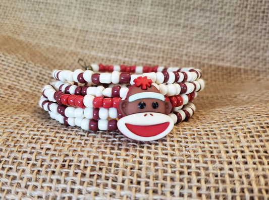 Sock Monkey Button Bracelet - A