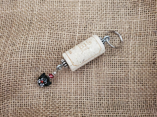 Black Cat Cork Keychain