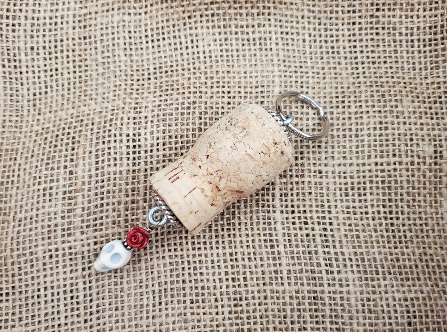 Skull and Rose Keychain