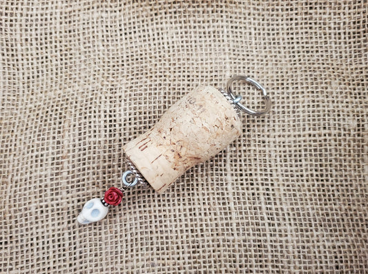 Skull and Rose Keychain
