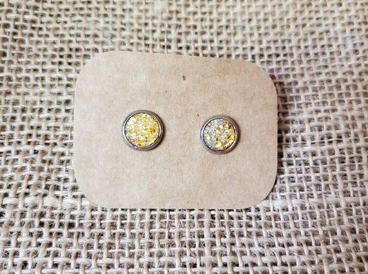 Lemon Stud on Silver - 8mm