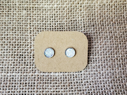 Iridescent Stud on Silver - 8mm