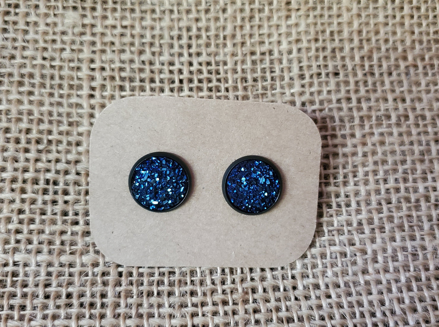 Navy Stud on Black - 12mm