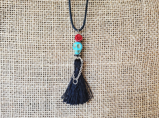 Skeleton Lady in Black Necklace - A