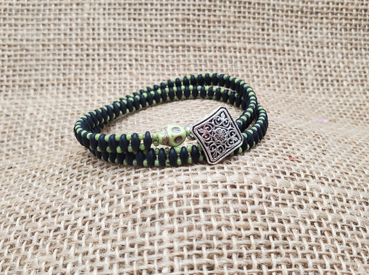 Green Skull Wrap Bracelet