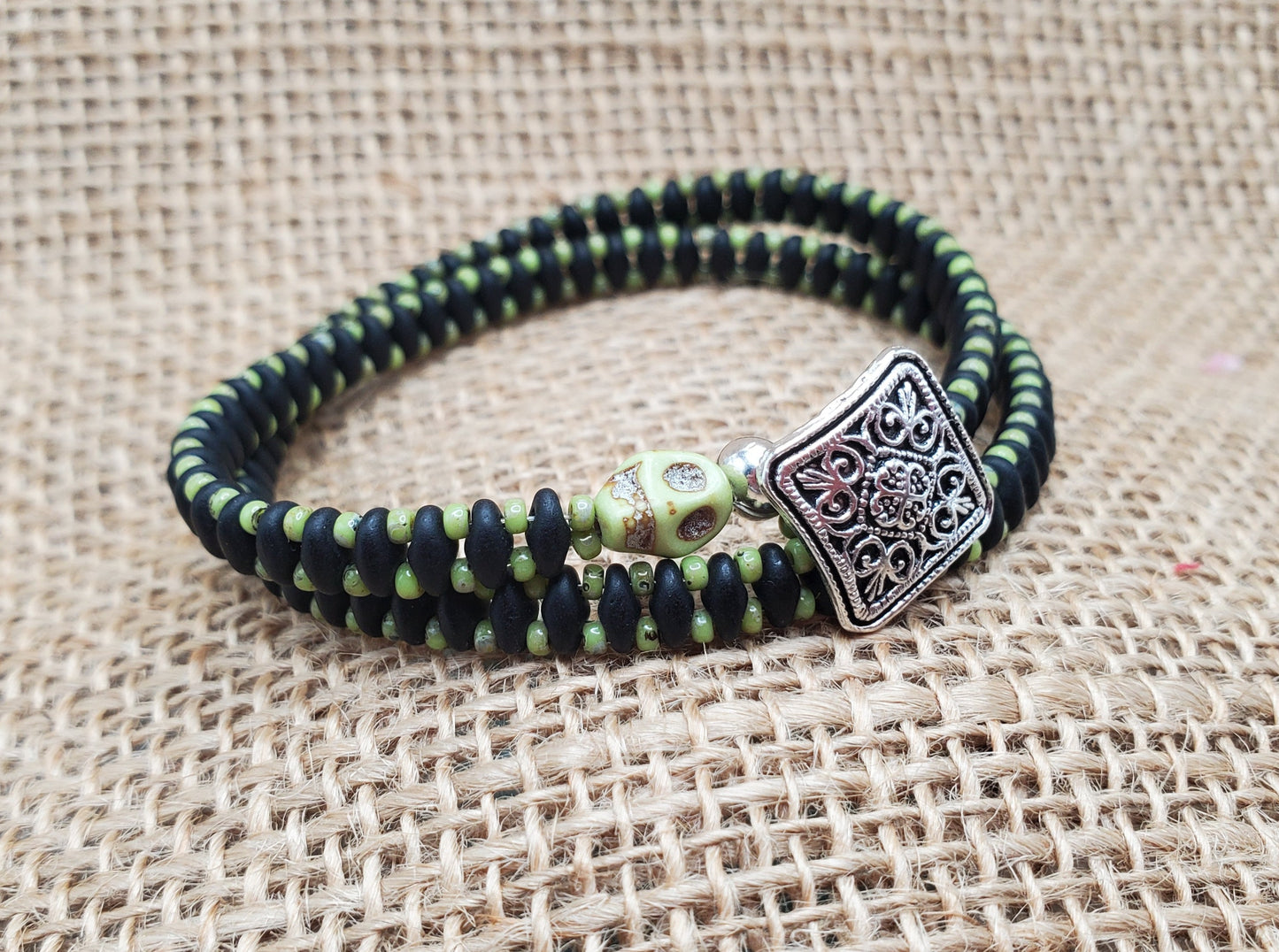 Green Skull Wrap Bracelet